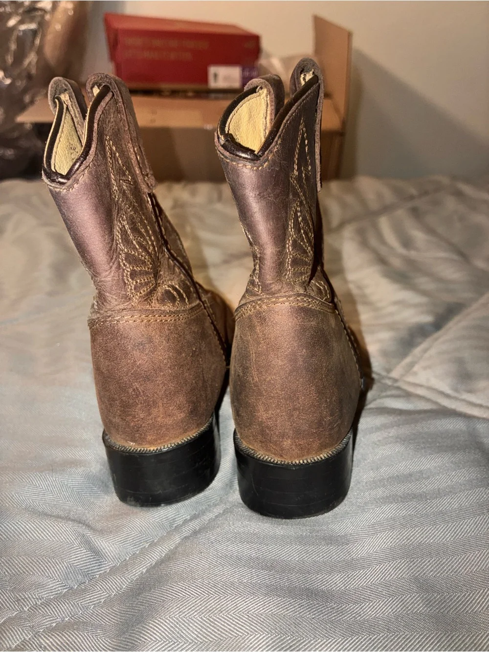 Kids Brown Leather Cowboy Boots - Classic Western Style